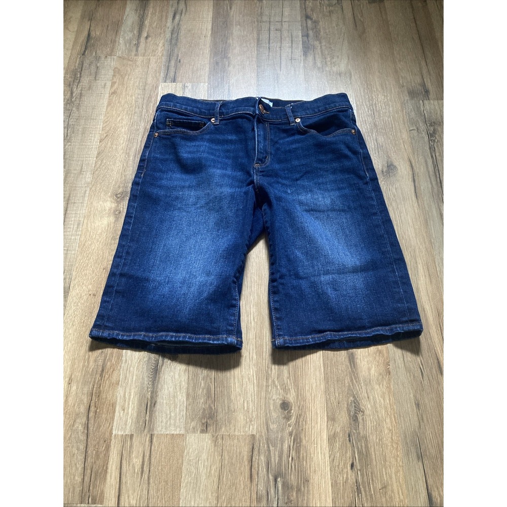 Ann Taylor Loft Women's Bermuda Jean Shorts Size 6/ 28 Stretch Dark Wash